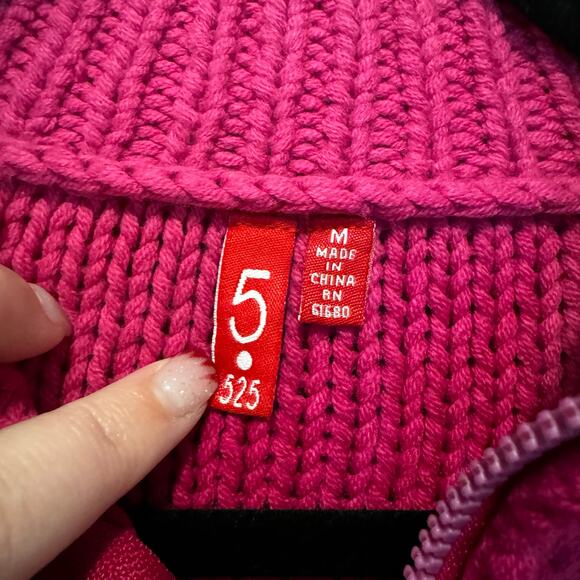 NWT Deadstock Vintage 525 America Hand Knit Chunky Zip Up Sweater Pink M Cottage - Picture 9 of 16